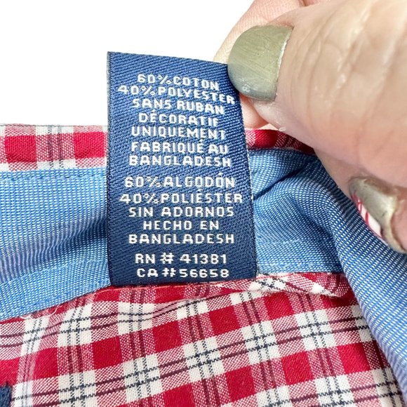 Chaps Easy Care Dress Shirt Mens L Red Plaid Button Down Collar LS - Picture 9 of 10